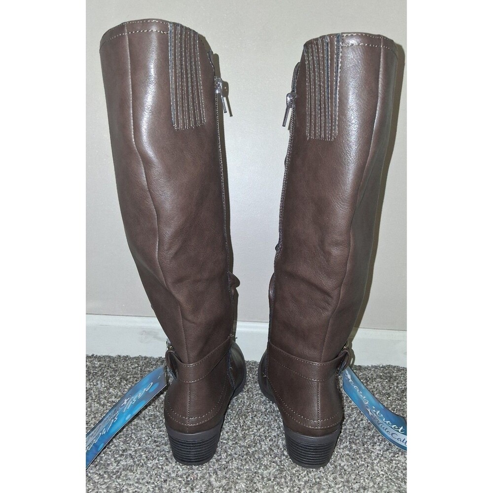 NEW! Women's Easy Street Tenille Wide Shafted Zip Boots, Brown Size 6.5WW - Picture 6 of 12